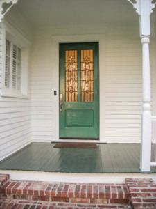 Custom door with beveled glass window